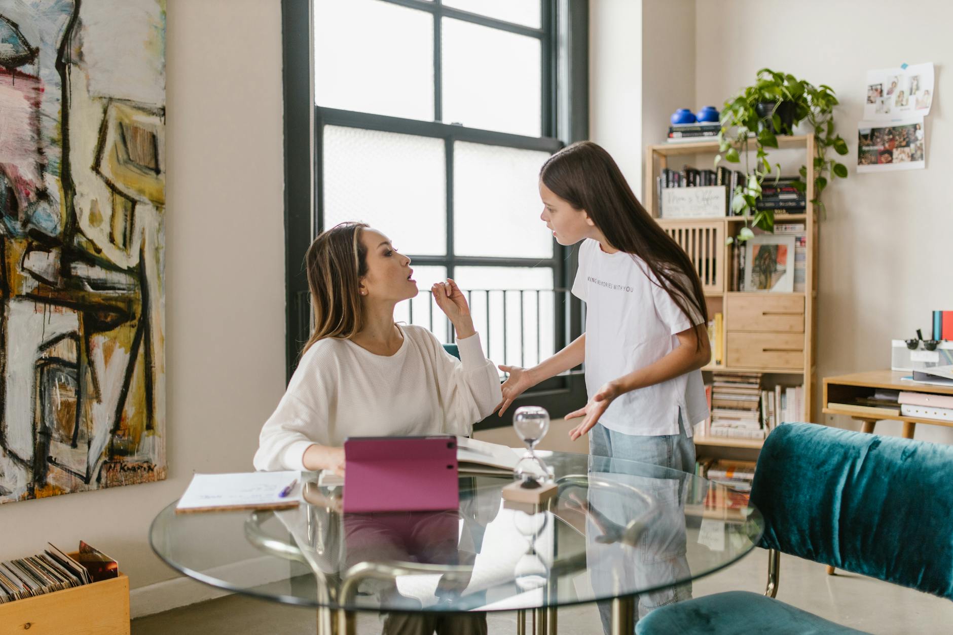 mom and daughter having an argument